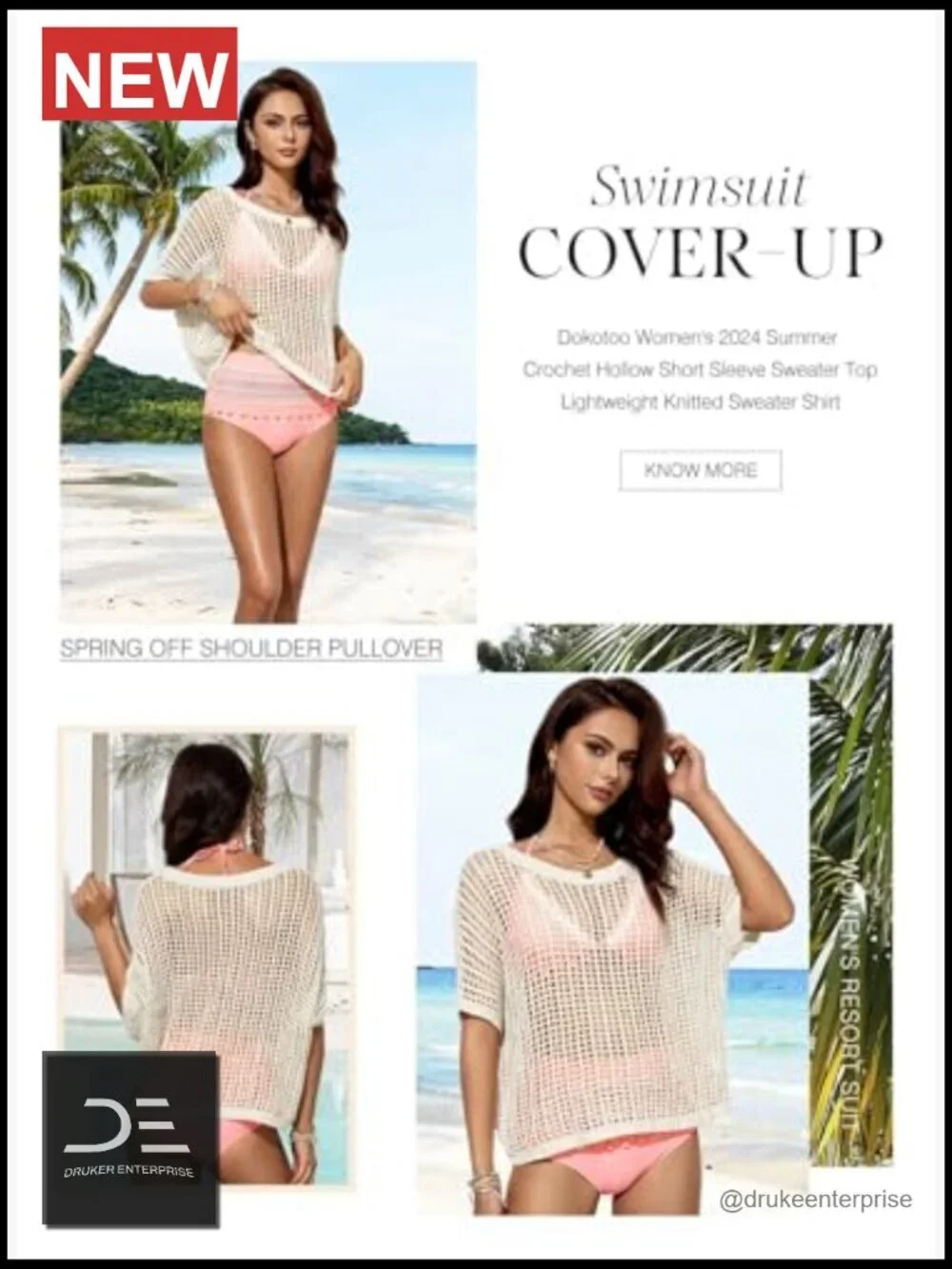 Crochet Hollow Out Short Sleeve Knit Top Beach Coverup Sweater